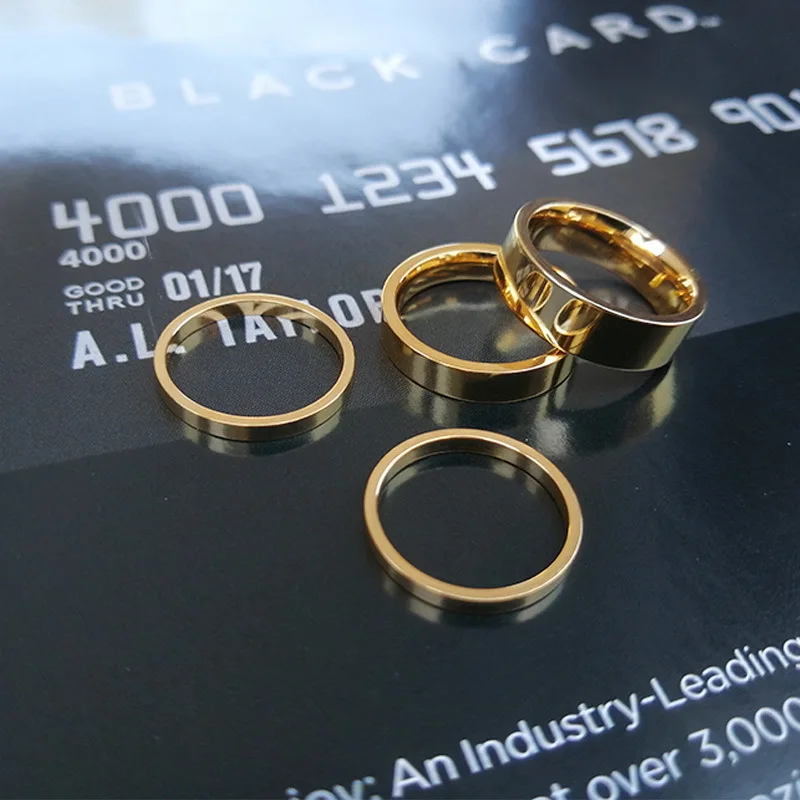 Несколько размеров 18K позолоченные простые полированные кольца из нержавеющей стали гладкие на