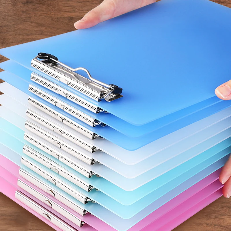 Custom Logo Design Clear Writing Folio Plastic Foldable Clip Board A4 Office Letter Pad Paper Small Clipboard A4 Clip Board