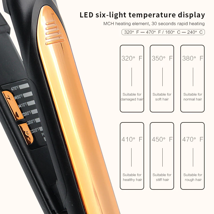 Professional heat pressing ceramic security curling Hair straightener flat iron heated electric straightening