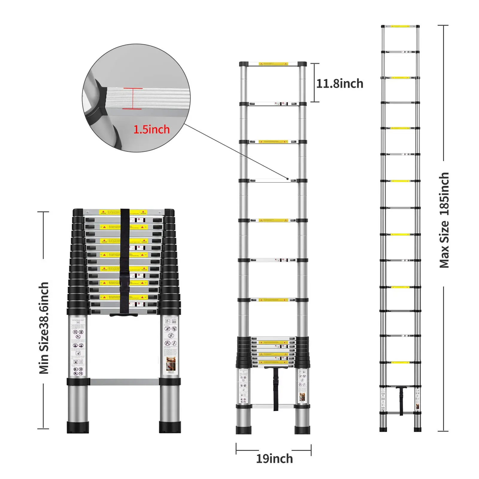 Super Quality Folding Step Manufacturers Loft Retractable Foldable Aluminum Telescopic Ladder