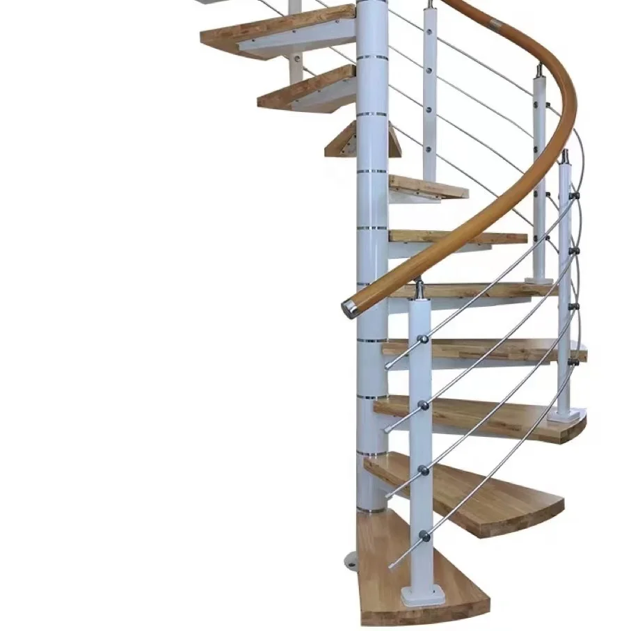 Modern iron spiral stairs and curved shape steel bar spiral staircase design