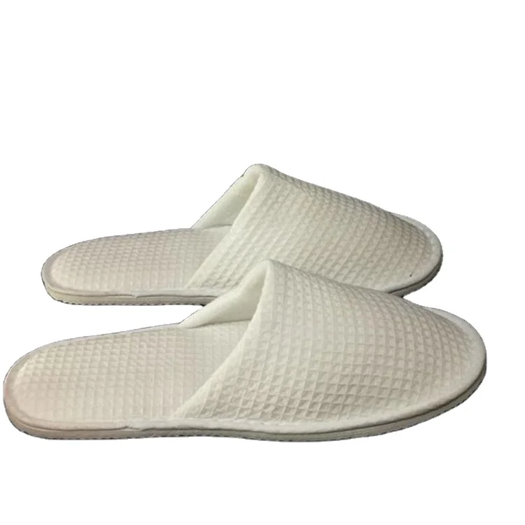 Custom Logo Waffle Hotel Slipper With EVA Anti-Slip Disposable Hotel Slippers Waffle Hotel  Slippers