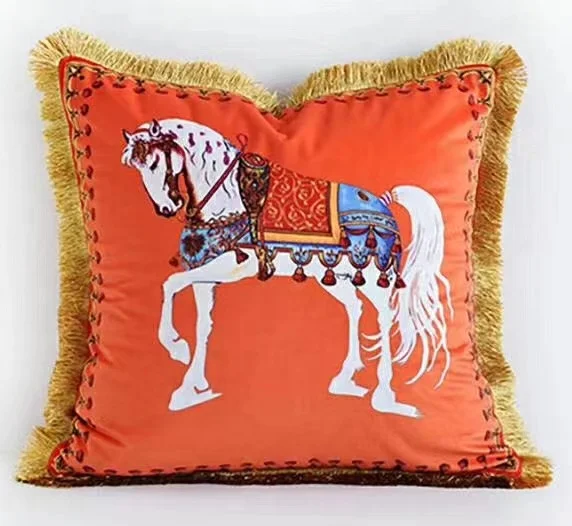 Throw Pillow Cushion Cover Fashion Design-I 45*45cm Velvet Cushion Cover with Tassels Decorative Square Accent Pillow Case