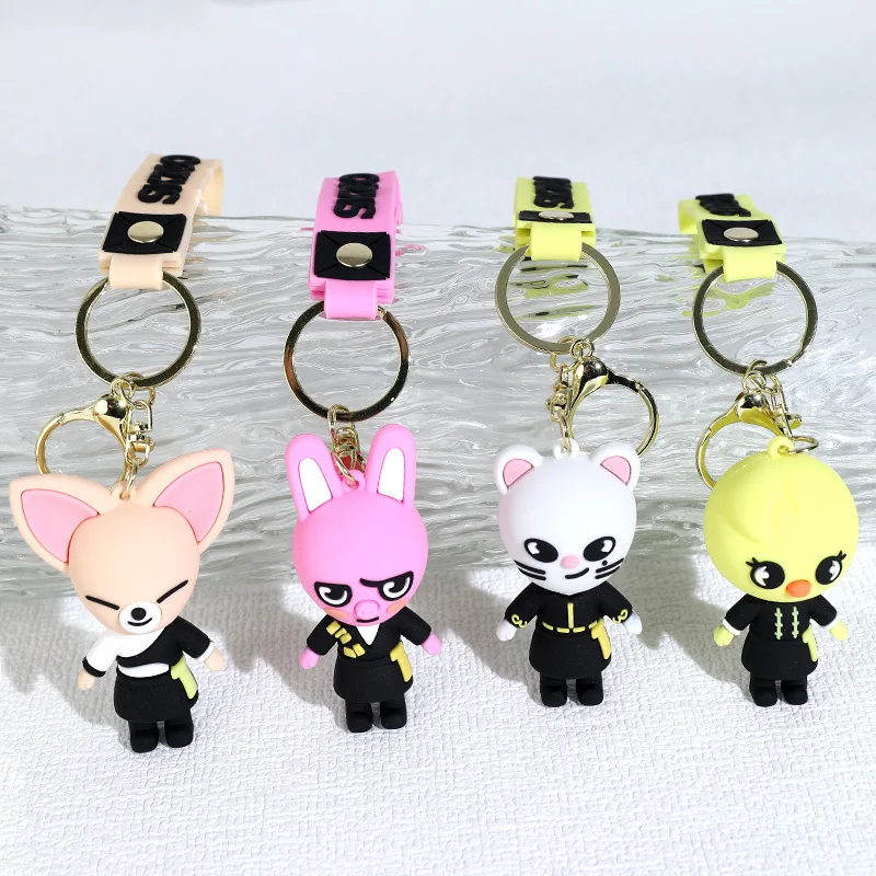 7 Styles Cartoon Kpop Bag Pendant PVC Keychains Wolf Rabbit Hyunjin Skzoos Stray Kids Keychain