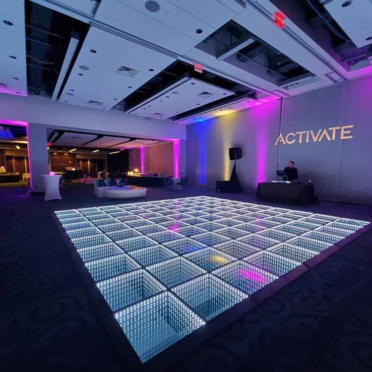 magic cube club waterproof wedding glass liquid mirror tile infinity circular led 3d dancefloor