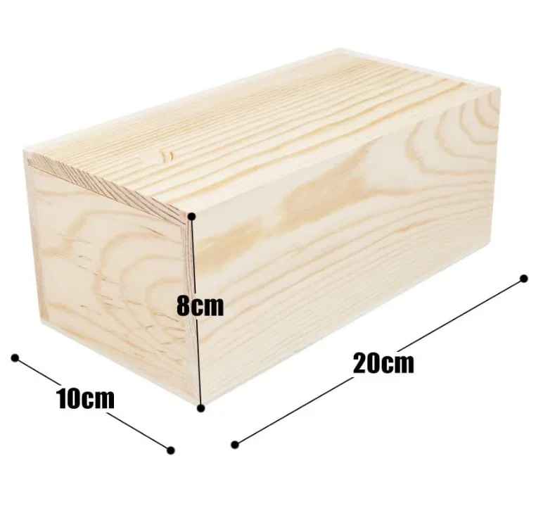 Unfinished Wood Storage Box with Slide Lid,Blank Natural Wood Box Case Container for Christmas,Wedding,Party,Gift Jewelry Box