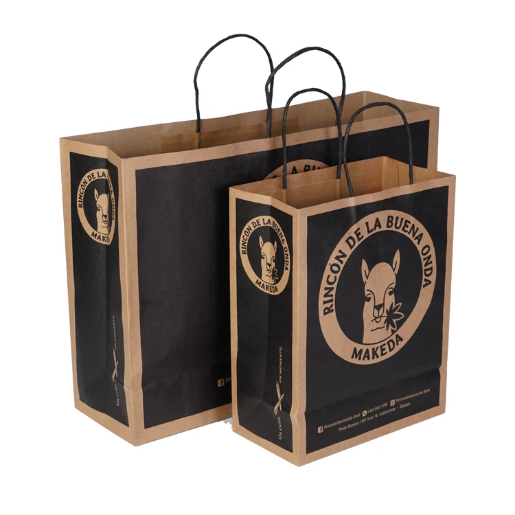 Cheap printed kraft paper shopping bags packaging twister paper handle with your own logo