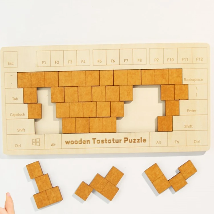New design preschool toddlers Brain Teasers Toy wooden keyboard Russian blocks puzzle