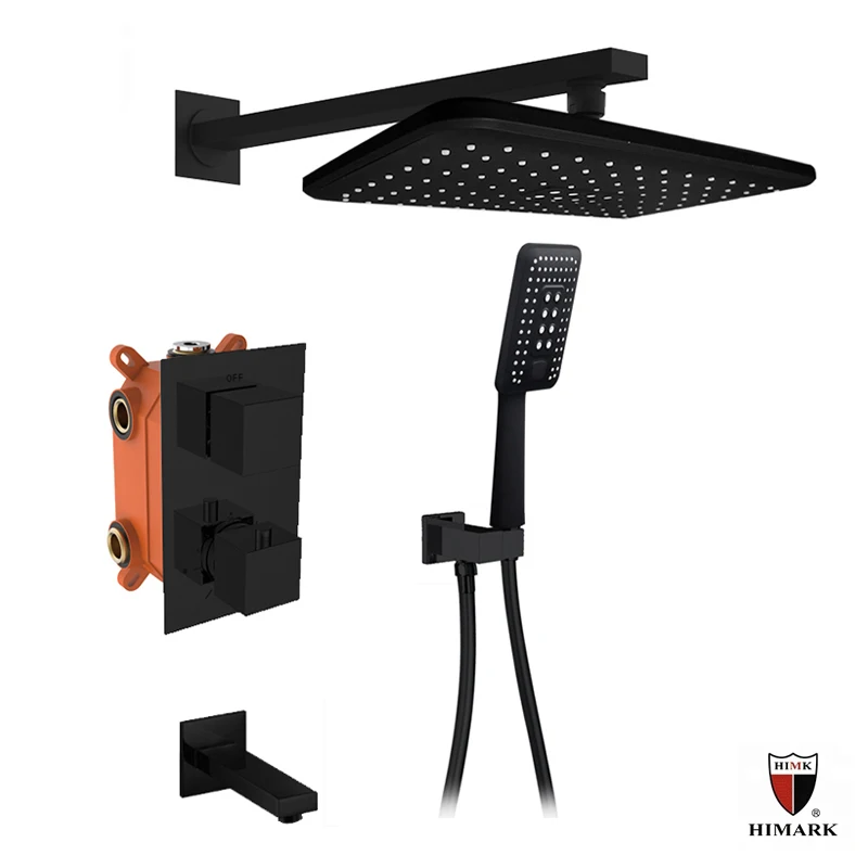 Современная умная дождевая Душевая система HIMARK, Настенный матовый черный Термостатический смеситель для ванной комнаты