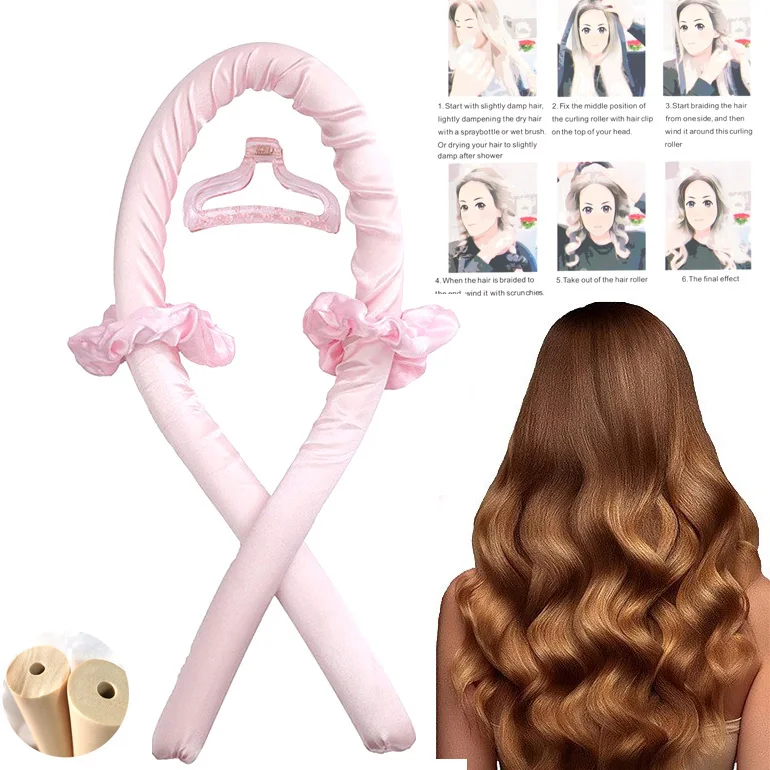 silk Heatless Curling ribbons and silk scrunchies set Flexible Curling Tools Silk Hair Curler