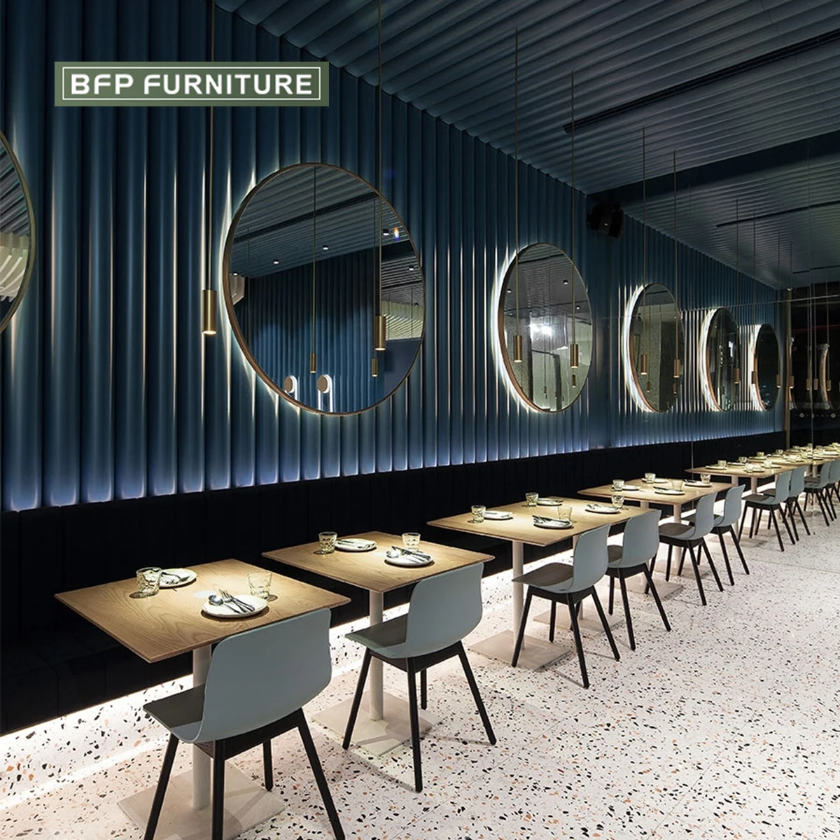 BFP Furniture Modern Style Comfortable Restaurant Furniture Project  Fit Out Customized Dining Table Chair FF&E Project