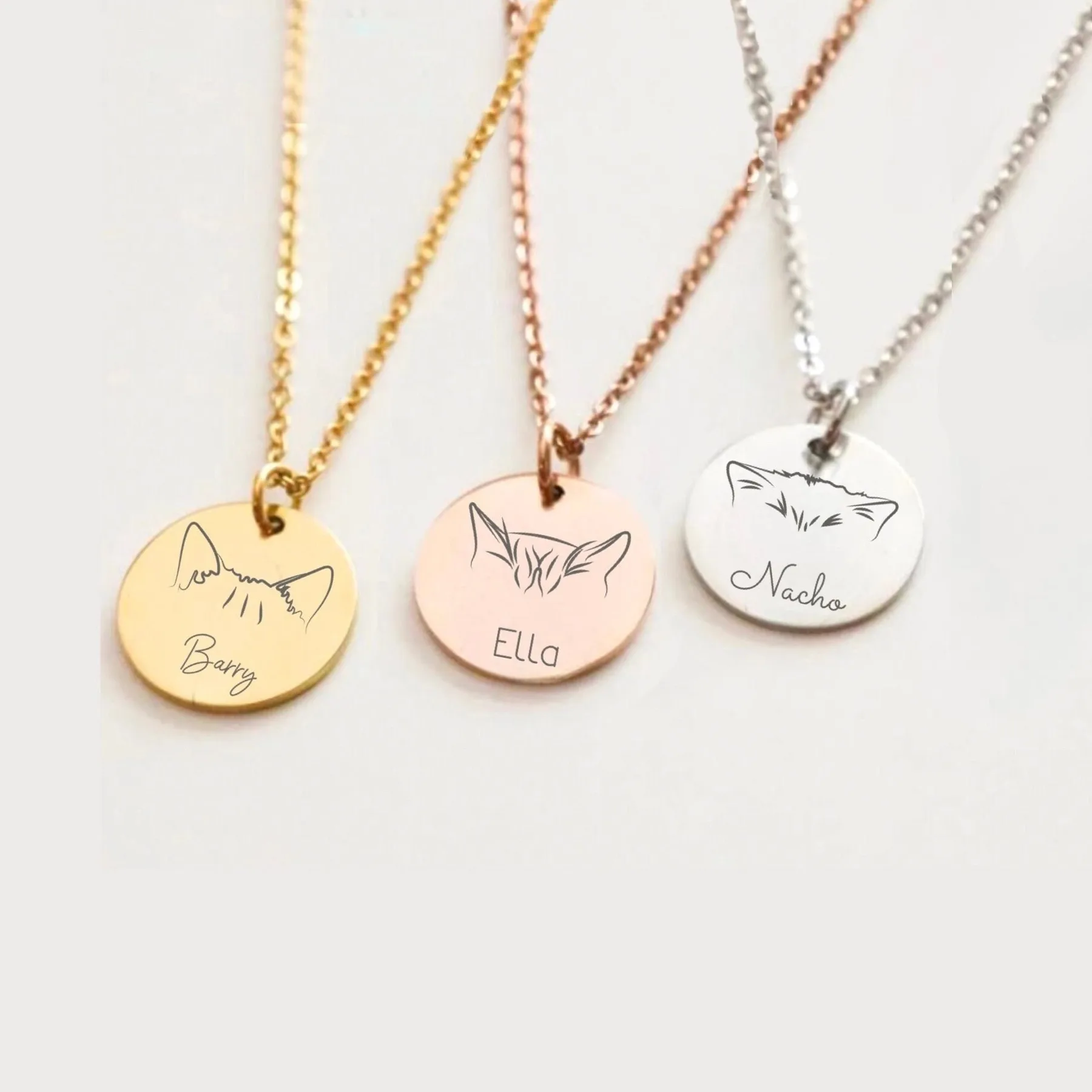 Custom Personalised Engraved Cat Ears Breeds Name Necklace Cat Memorial Cat pendant charm gift for her Jewellery