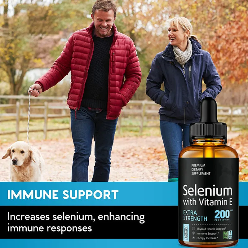 OEM/ODM/OBM Natural Selenium 200mcg Liquid Selenium Drops Vitamin E Selenium Supplement For Liver Health Immune Support