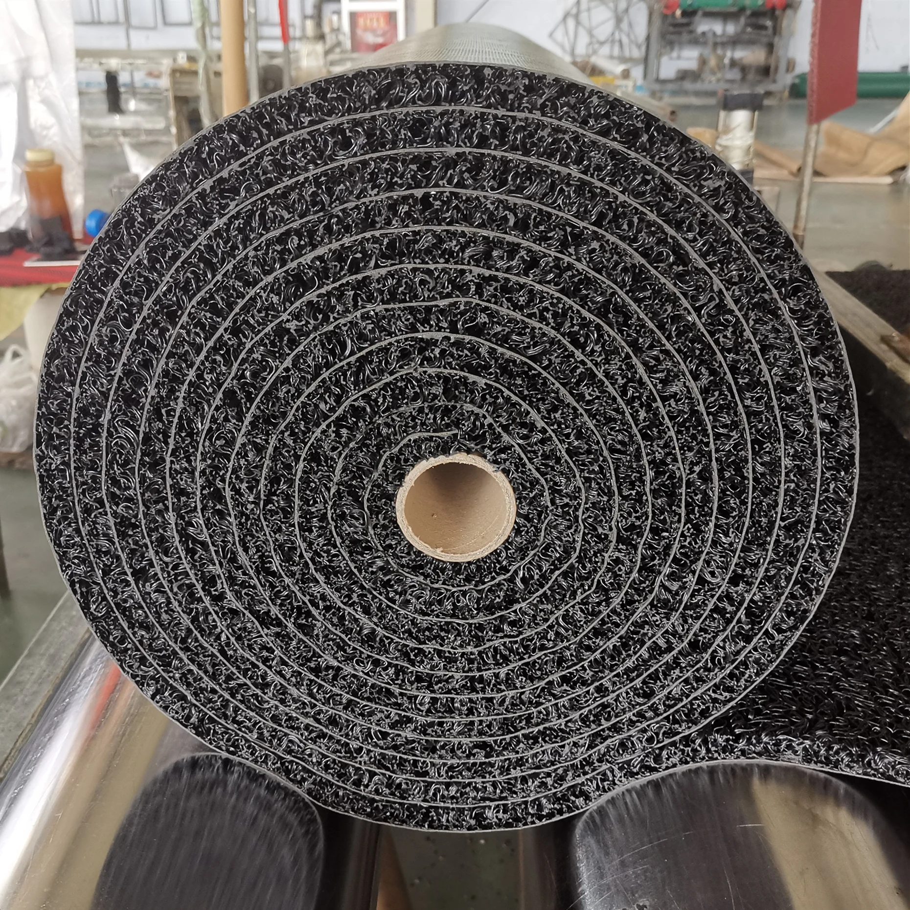 Fire proof soft custom thickness pvc material vinyl loop cushion carpet floor coil mat roll with foam backing