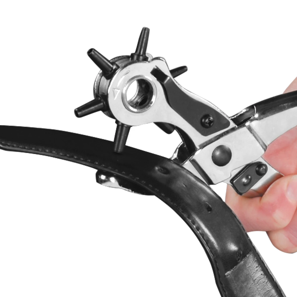 SHIND 94073 Hole Punch Pliers 9in/230mm Electricity Prevented Handle Steel Plated With 6 Tapered Hollow Hardened Steel Punches