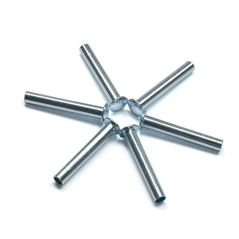 Deep Hole Long Semi-Tubular Metal Rivet Round Head Iron plated with Blue Zinc Rivets Domed Semi Hollow Rivets