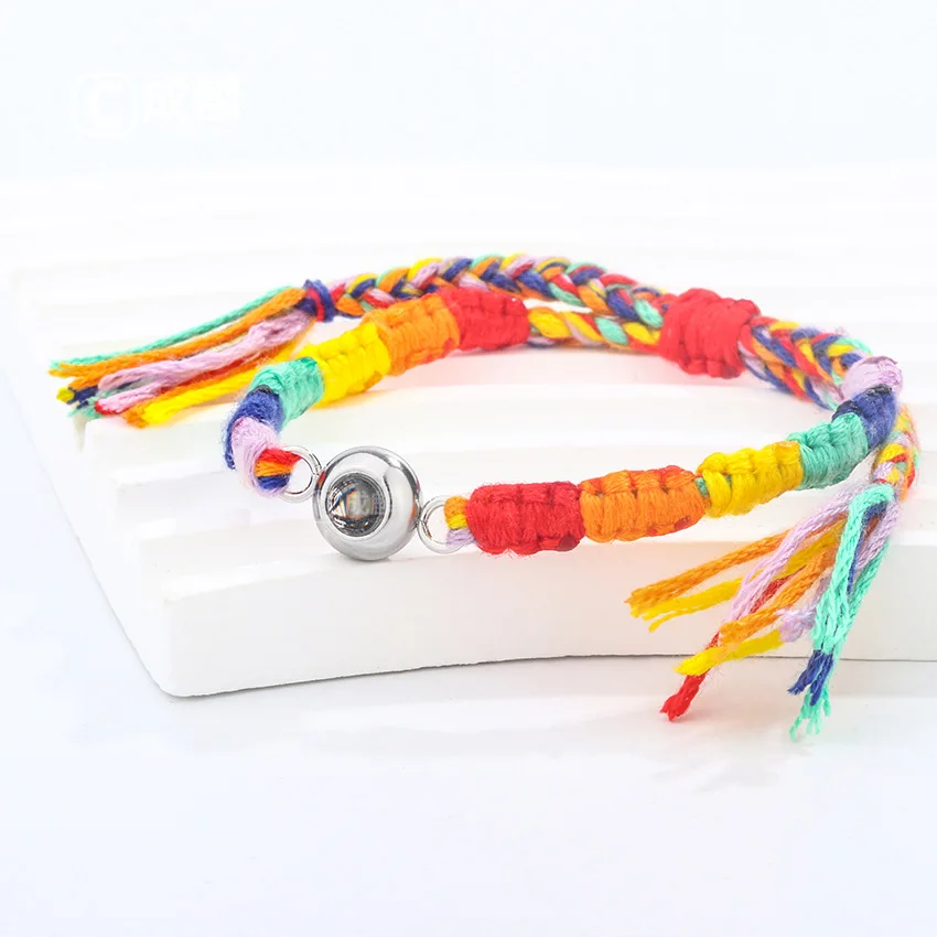 Wholesale 100 Languages I love You Stainless Steel Projection Bracelet Adjustable Colorful Couple Bracelets