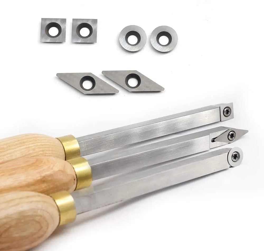 Fengke Carbide Insert Cutters Wood Turning Tools Round Square Diamond Replacement Milling Knives for Lathe Woodturning Tool