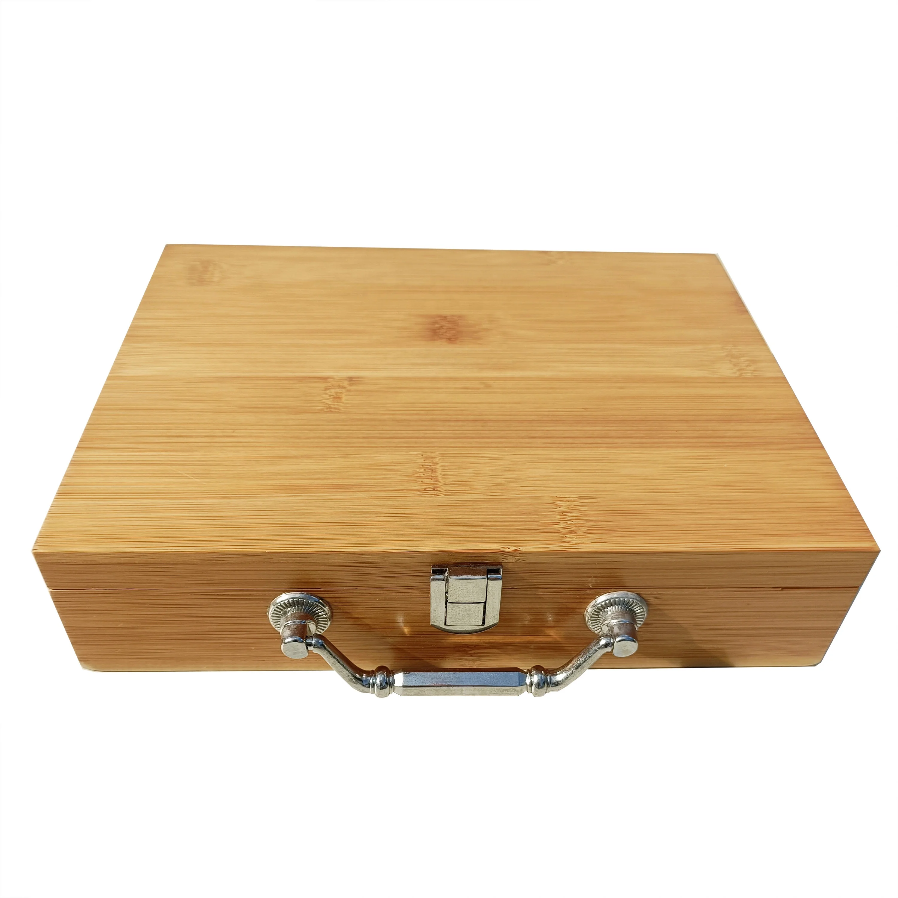 Custom Bamboo Wooden Box with Varnishing&superior Metal Storage Organize Hinged Box with EVA Insert
