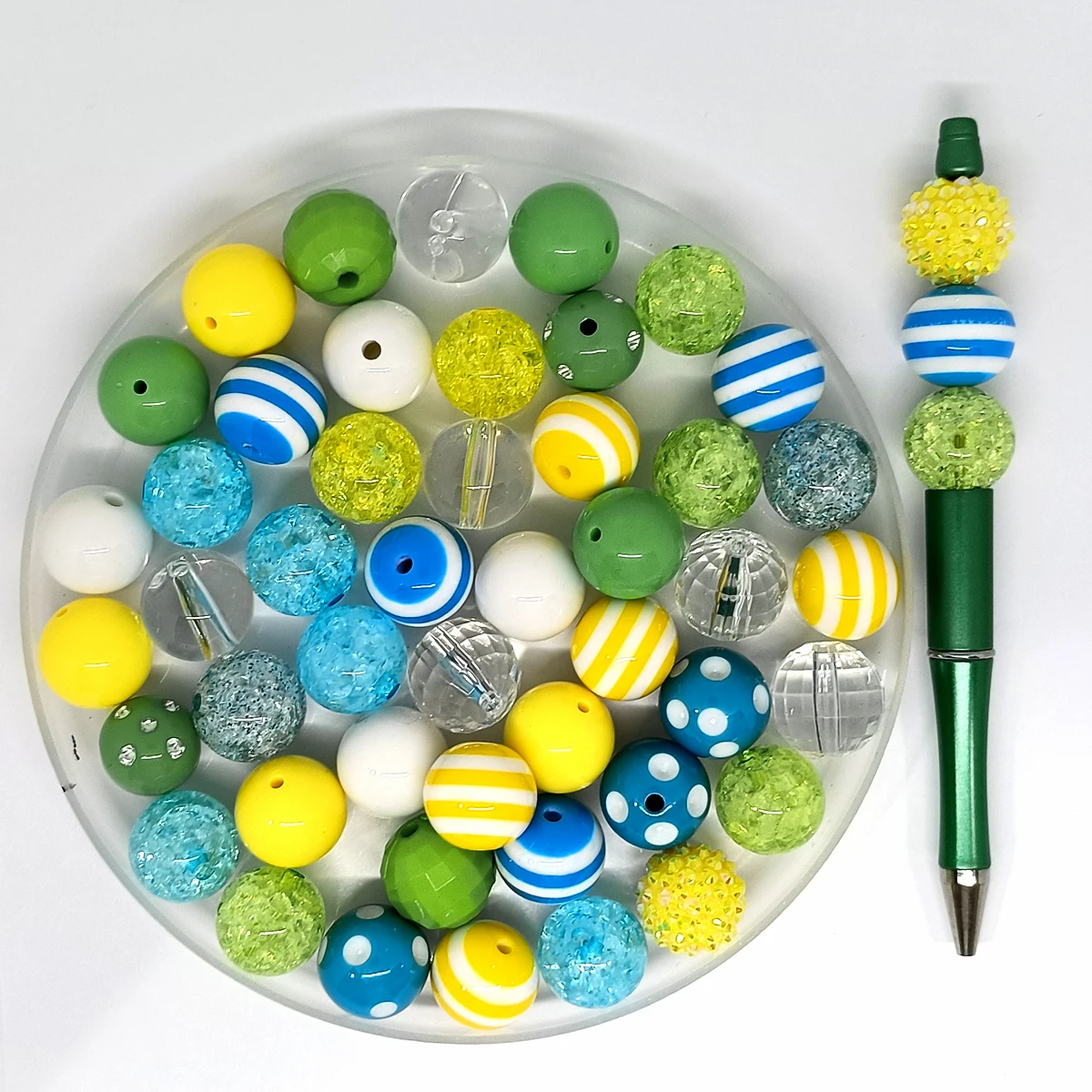 50pcs/Bag Acrylic Bubblegum 20mm Round colour Beads Pen Set DIY keychain phone chain jewelry making Accessories