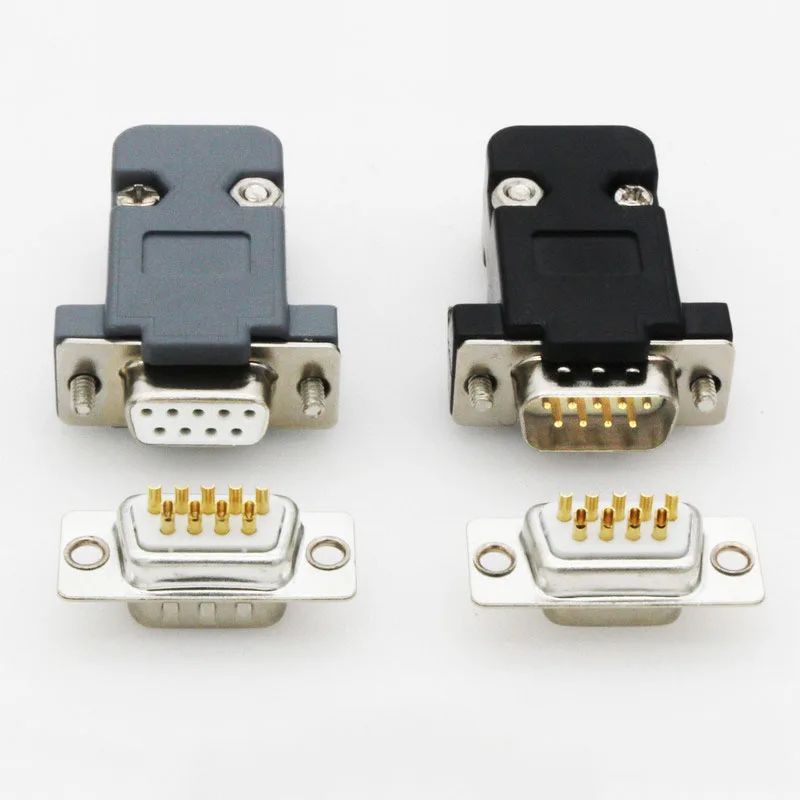 DB9 Male Female DB9 connector Plastic shell RS232 Serial port plug 9-pin serial port welding cable