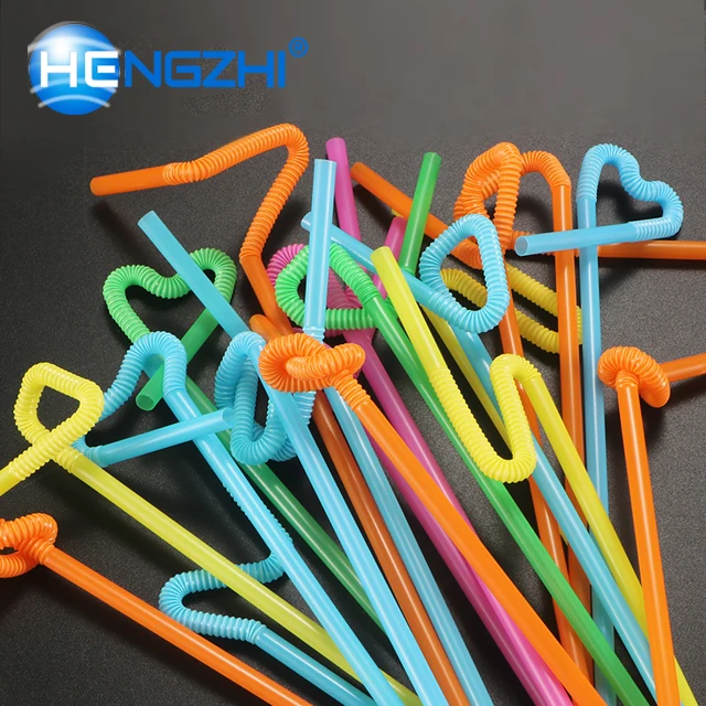 Plastic disposable elbow art drinking straw