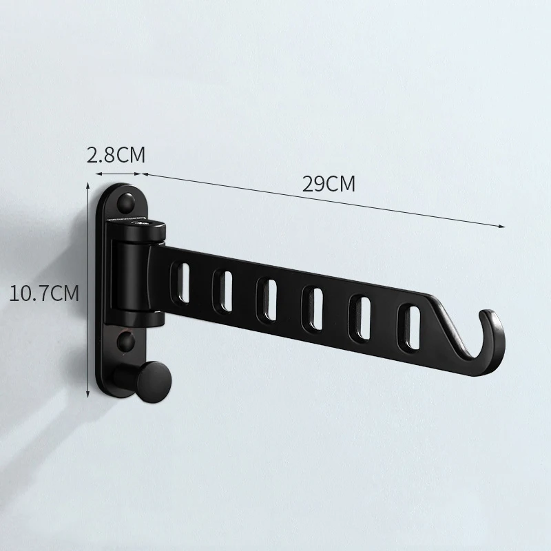 6 Holes 180 Rotating Saving Space wall Mounted Storage Hanger Folding Metal Laundry Clothes Hanger Rack