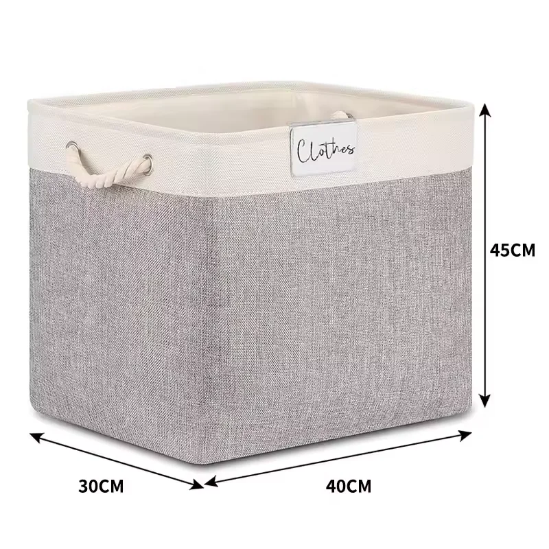 Linen Fabric Foldable Clothes Hamper Washable Clothes Storage Basket with Handle Foldable Laundry Basket With Sorting Cards