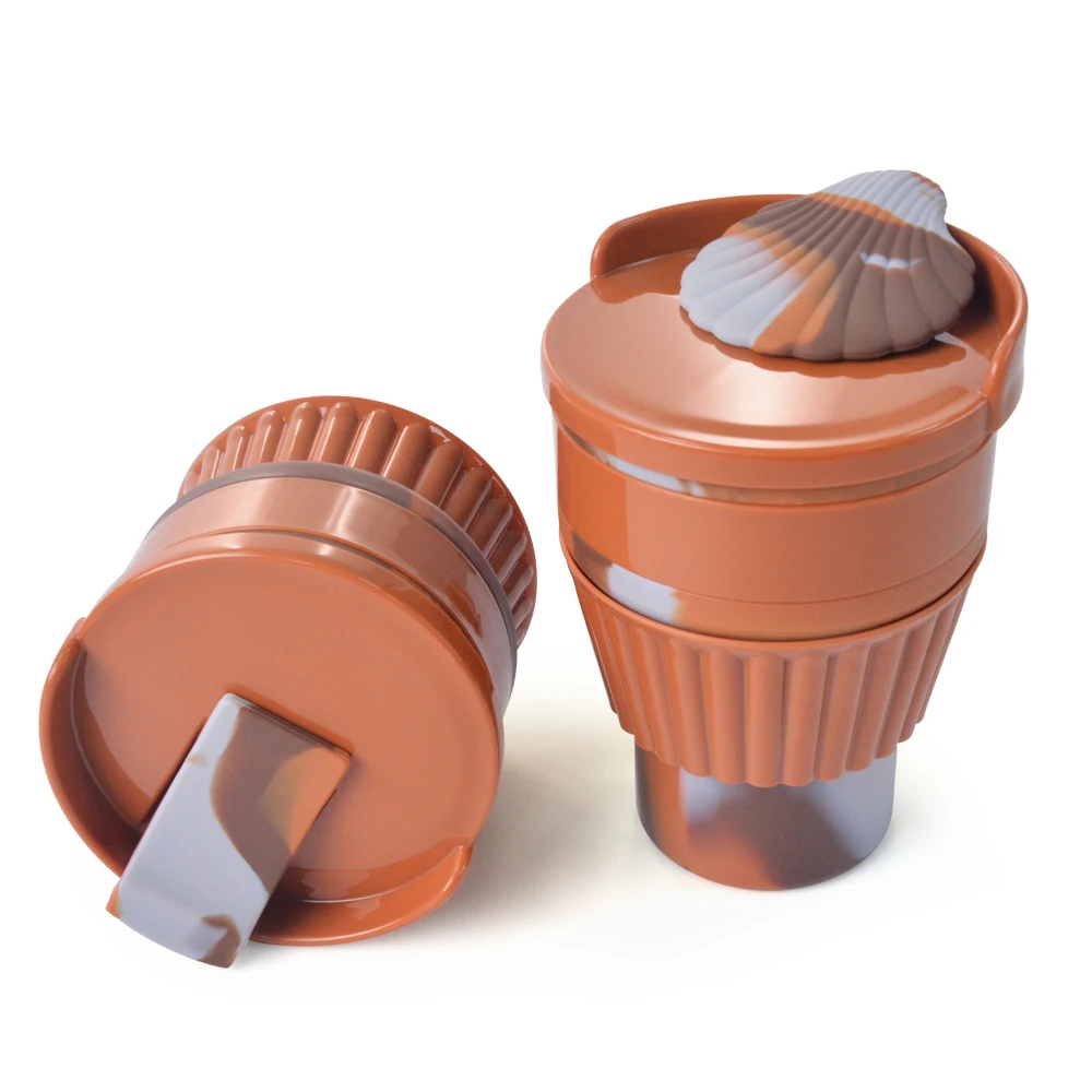Wholesale Reusable Foldable Cups Silicone Folding Cup Rubber Drinking Collapsible Travel Cup with Lids