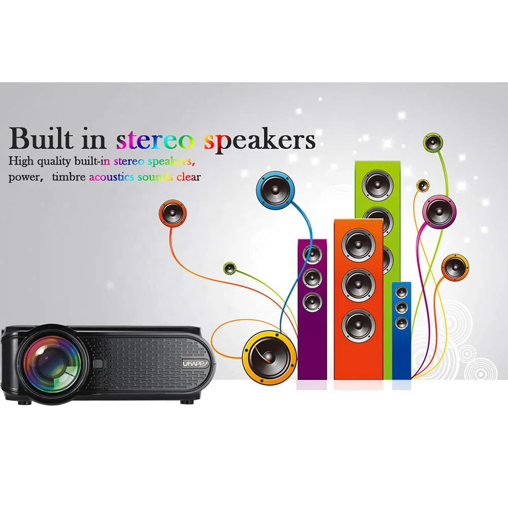  Новый Популярный светодиодный мини-проектор Uhappy U90 800x480 лм домашний кинотеатр проектор с дистанционным управлением USB/ VGA/ SD/AV/