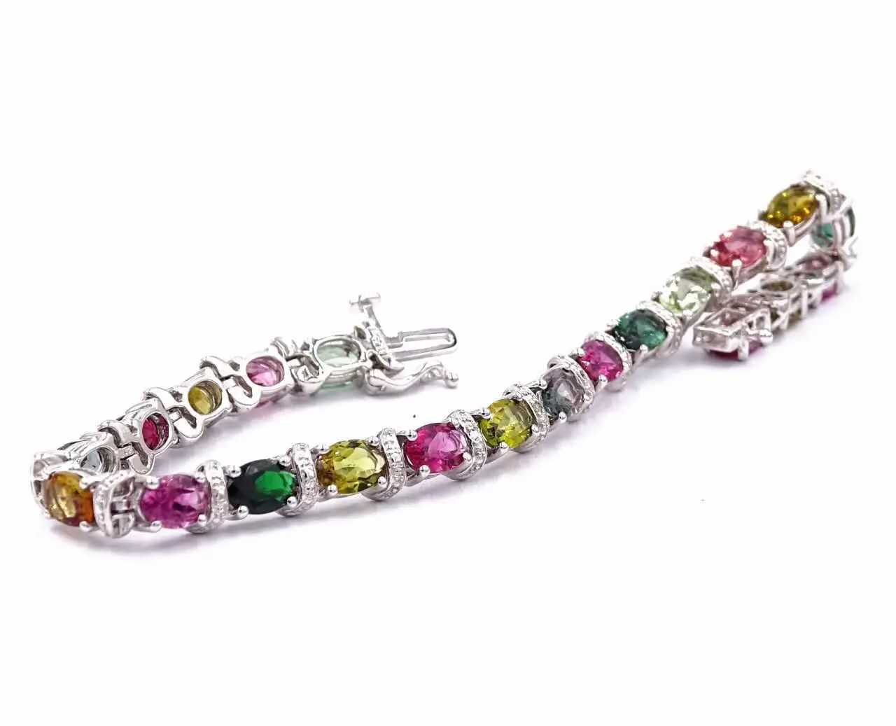 Firstmadam S925 Sterling Silver Colored Gemstone Bracelet Wholesale