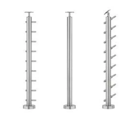 YL easy to install Wire rope balustrade post mounted on top of black surface