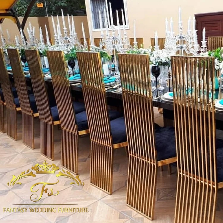 modern Pu Leather high back dining chair stainless steel