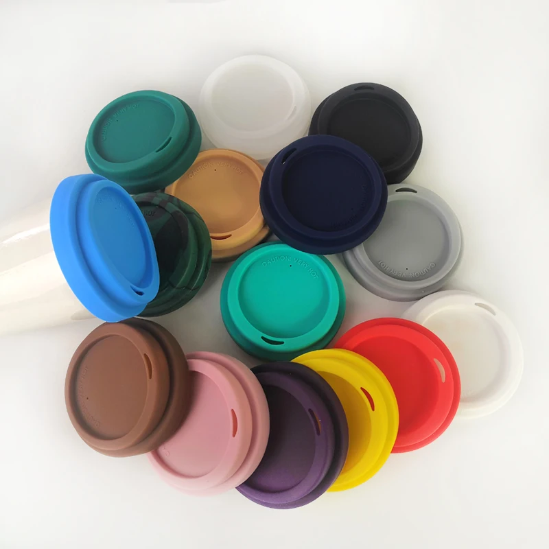 Colorful Food Grade Silicone Coffee Cup Covers with Lid Travel 90mm Inner Diameter Silicone Lid For Mug