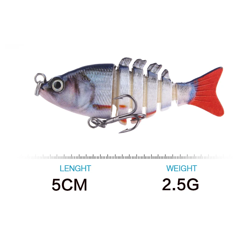 Top Right  MJ203 2.5g 5cm Multi Jointed Swimbait 6 Segments Trout Bionic Lifelike Jointed Bait Wobblers Fishing Lure