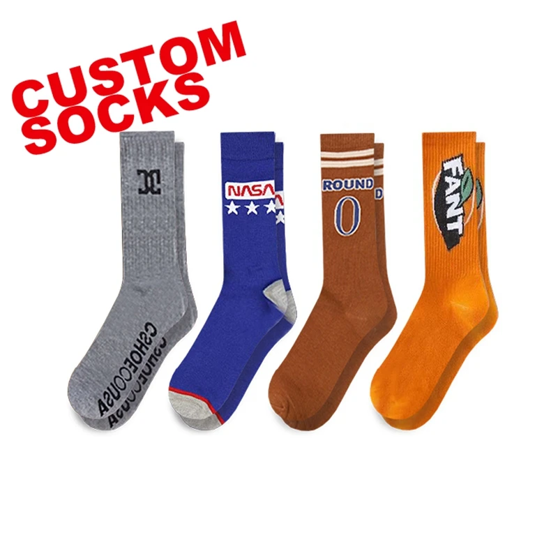 Free Design Bamboo Cotton Crew Sock Manufacturer Mens Customised Socks Custom Logo Socks