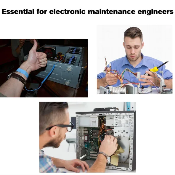 New Arrival Adjustable Anti Static Bracelet Electrostatic ESD Cable Reusable Wrist Belt Band Strap Hand With Grounding Wire blue