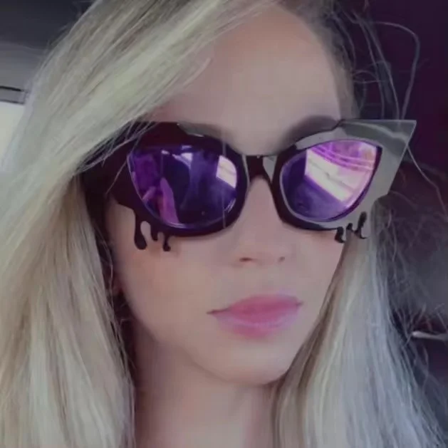 12138 New Arrival 2024 Fashion Plastic Retro Demon Tears Cat Eye Sunglasses With Stones