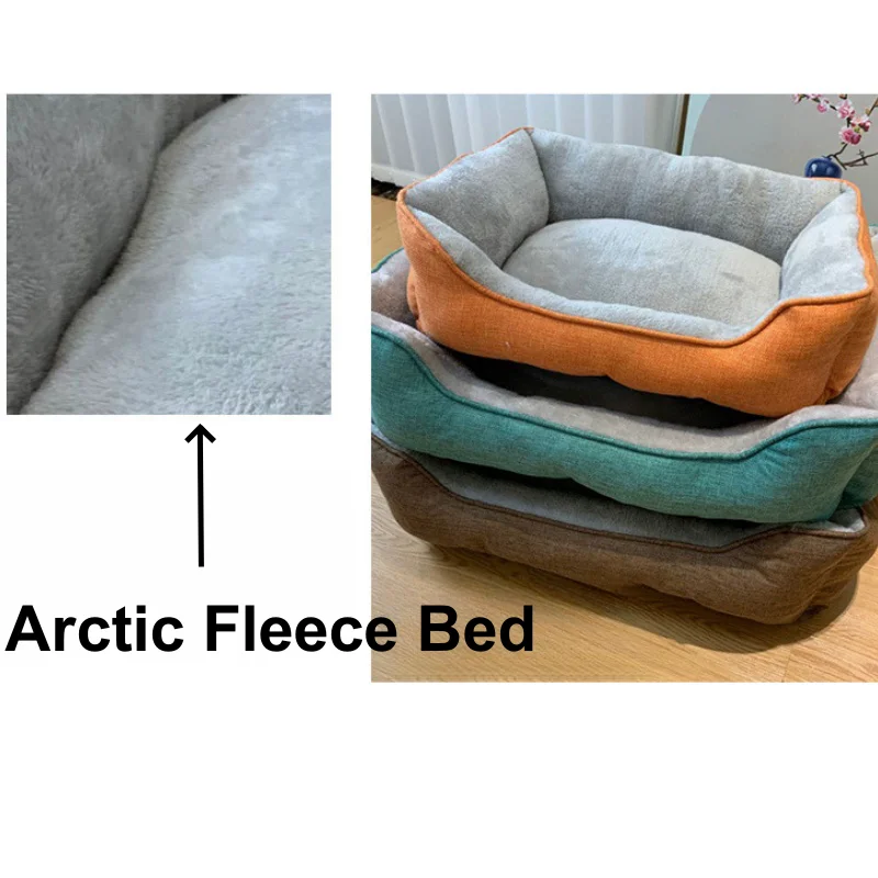 Hot Selling Constant Temperature Calming Washable Dog Cat Rectangle Pet Beds With Bolster