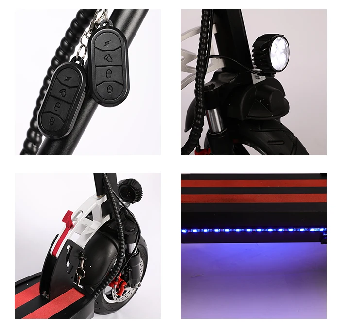 8Ah 15Ah 10 inch anti puncture Vacumn tire 350W 500w Motor led light folding foldable electric Scooter with seat