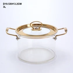 High temperature resistant household big capacity transparent double-ear glass saucepan soup pot
