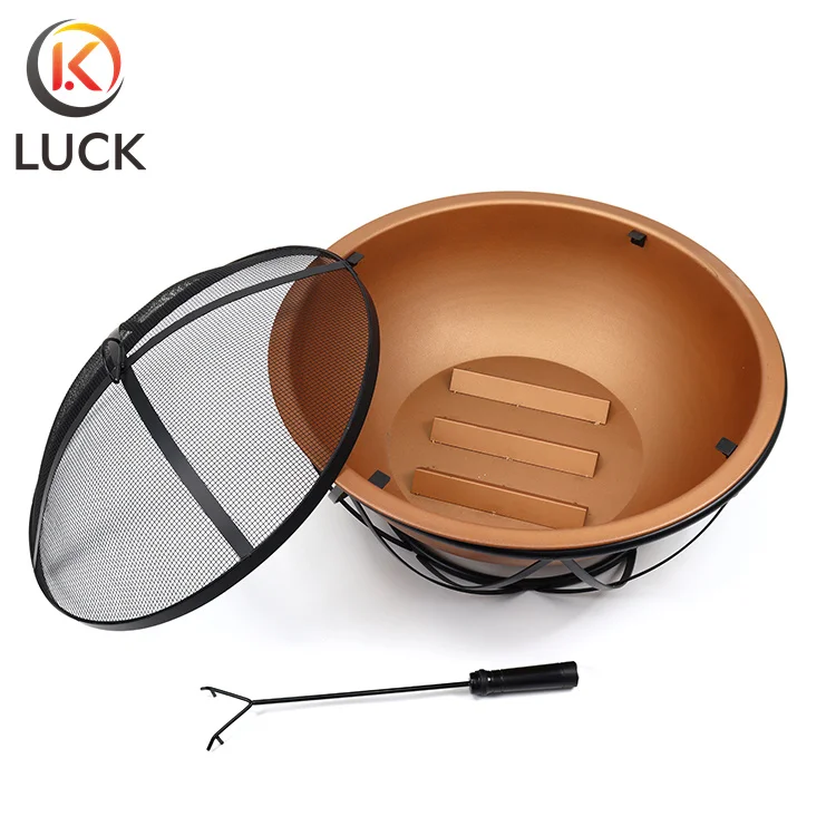 Outdoor Furniture Indoor Round Portable Charcoal Grill Metal Fire Pit With Black Iron Stand