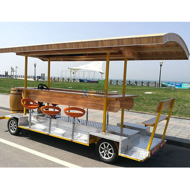 Top Fashion Unilateral Folding Pedal Pedal Pub Beer Bike With Dispenser Electric Sightseeing Bus