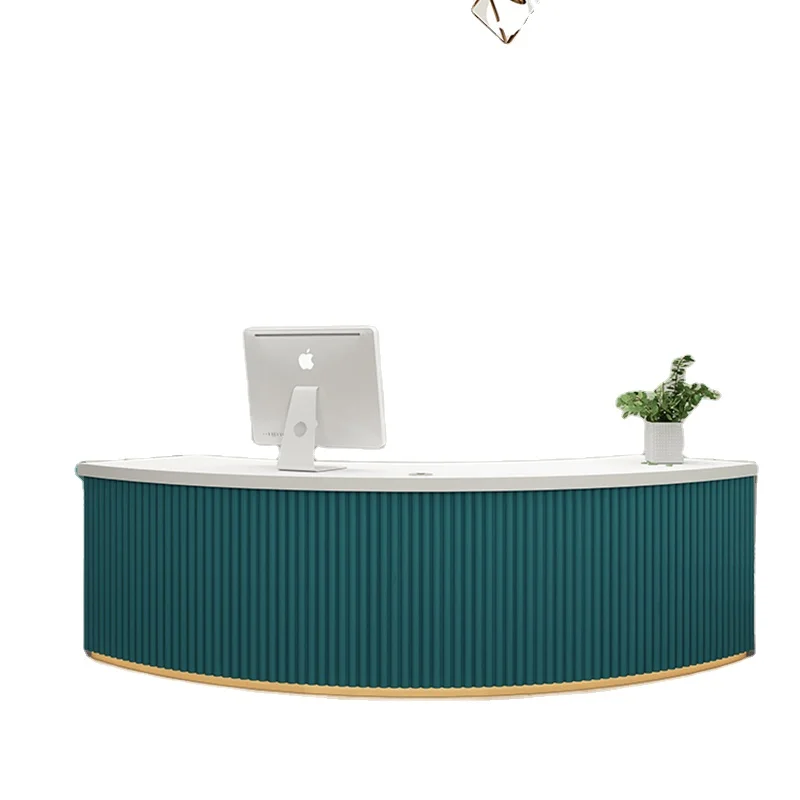 High Quality Salon Reception Desk Wooden arc-shaped Clothing Store Cashier counter table Curved front table for shop spa bar