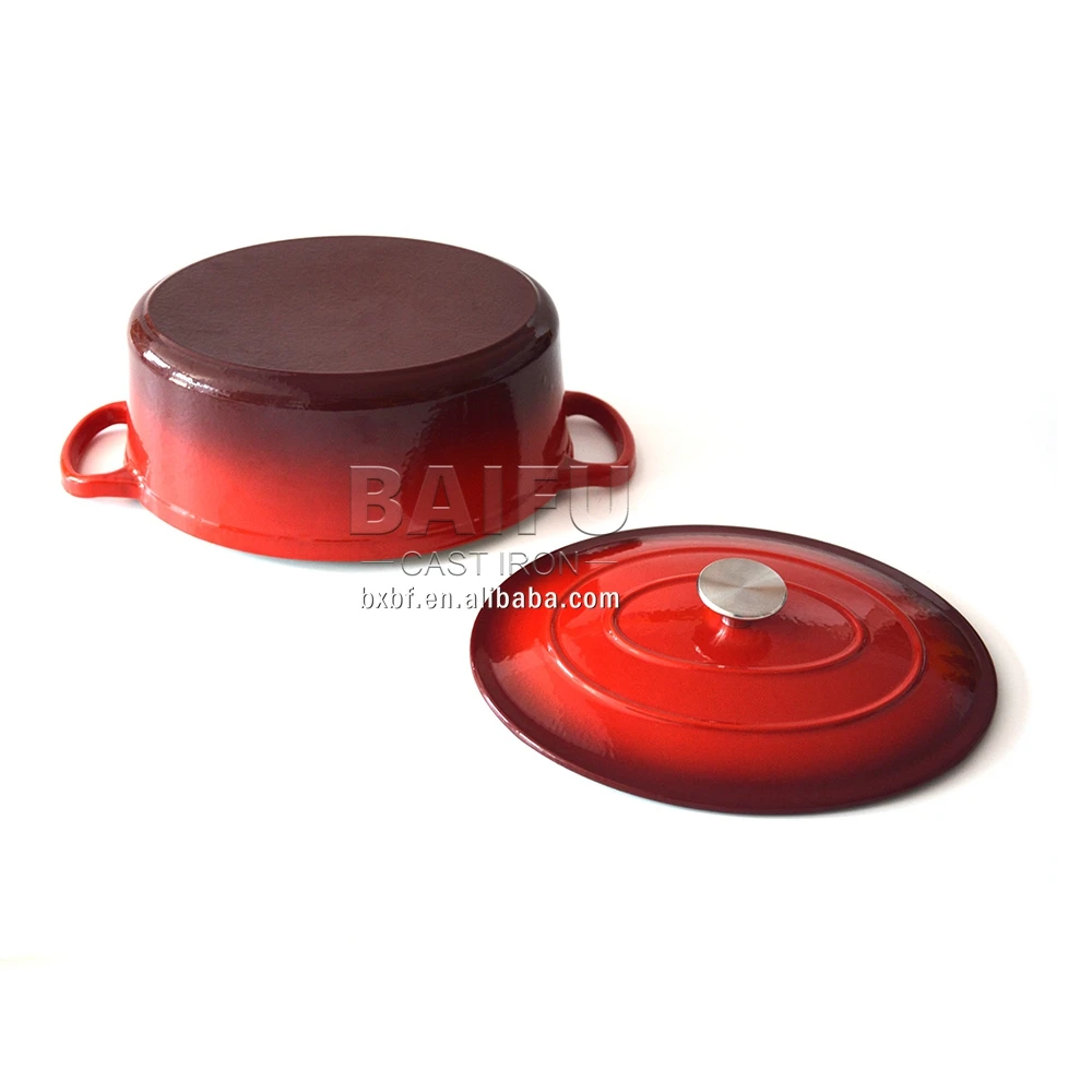 28 cm Enameled Dutch Oven Cast Iron Signature Oval Casserole Dish Pot Pan Oval Covered Casserole Cast Iron Dutch Oven