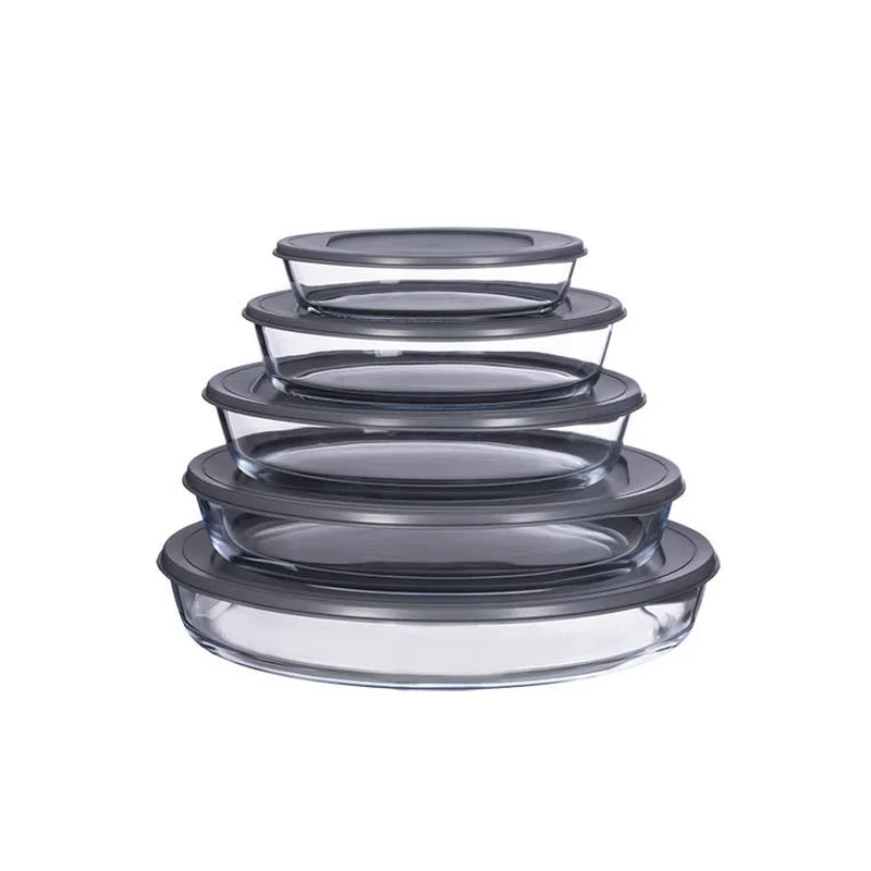 High Borosilicate Glass Bakeware Tray Glass Baking Dish Set With Bpa Free Lid