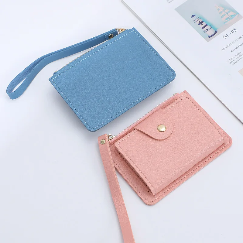 Manufacturer coin purse solid color mini change bag card change pouch with wrist strap