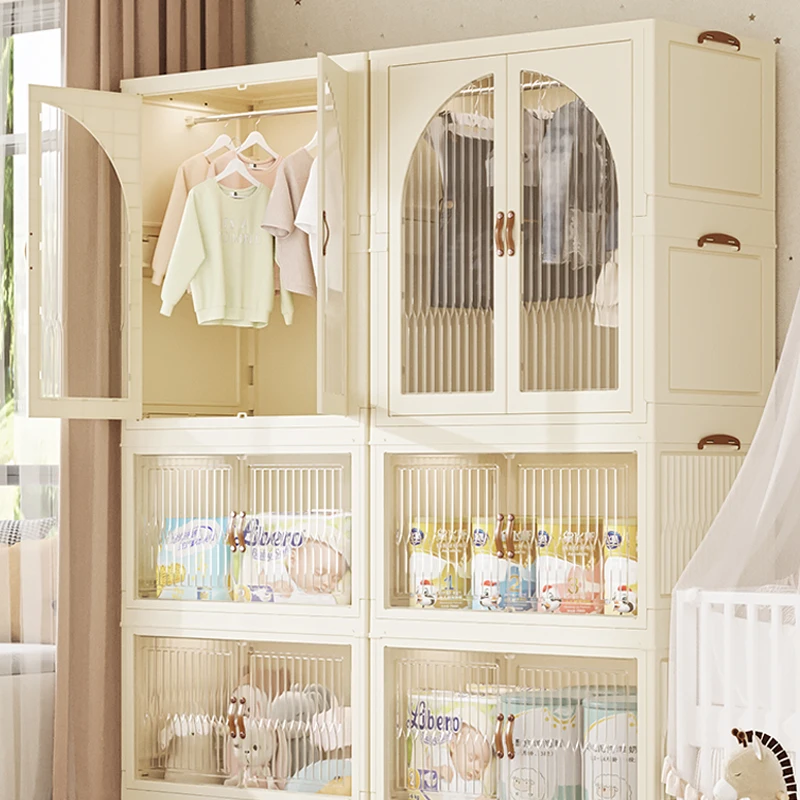 Modern Collapsible Plastic Storage Wardrobe Cabinet Foldable Organizer Bath Drawer for Bed Sheets Bedroom Furniture
