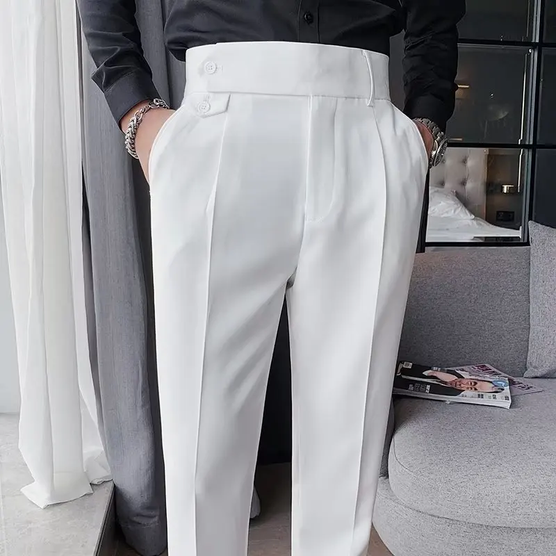 2024 NEW MSR MS185 Fashion Stretch Slim Fit Solid Color Business Suit Husband Elegant Social Golf Trousers Dress Pants For Mens