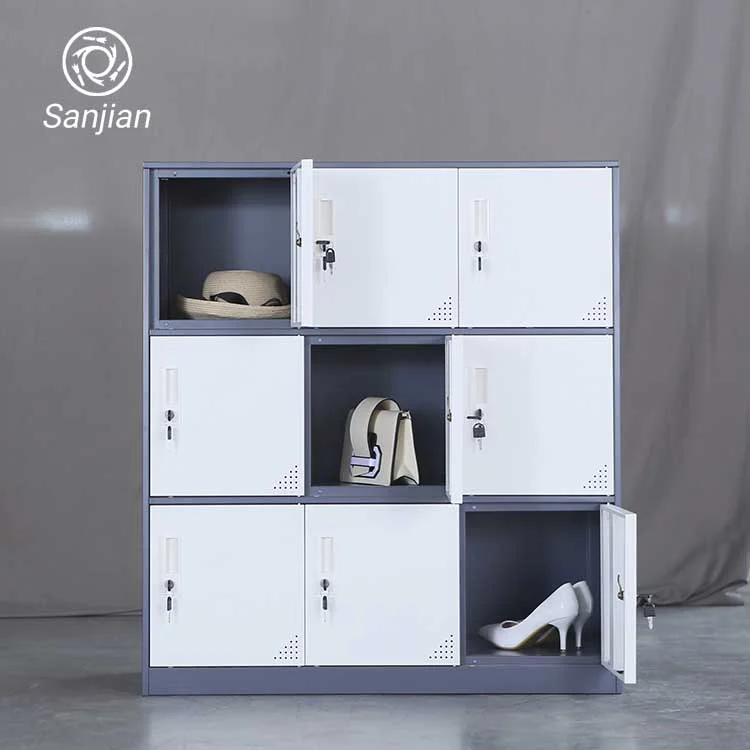China Supplier Two Toned Color Half Height 9 Compartments Steel Locker